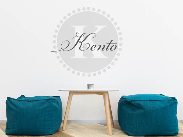 Wandtattoo Kento als Monogramm rund