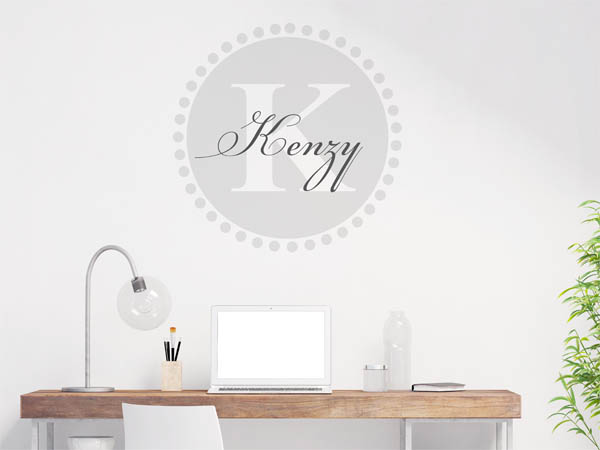 Wandtattoo Kenzy als Monogramm rund