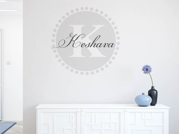 Wandtattoo Keshava als Monogramm rund