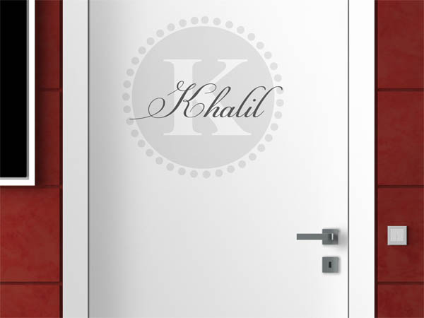 Wandtattoo Khalil als Monogramm rund