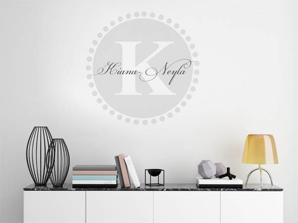 Wandtattoo Kiana-Neyla als Monogramm rund