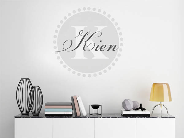Wandtattoo Kien als Monogramm rund