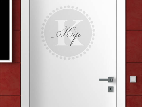 Wandtattoo Kip als Monogramm rund