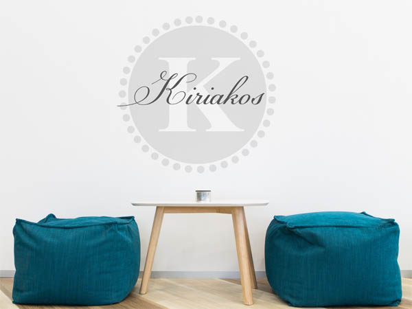 Wandtattoo Kiriakos als Monogramm rund