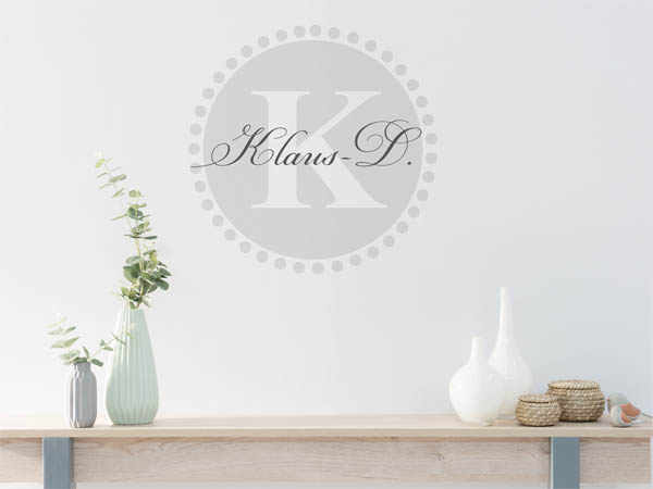 Wandtattoo Klaus-D. als Monogramm rund