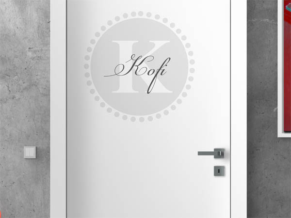 Wandtattoo Kofi als Monogramm rund