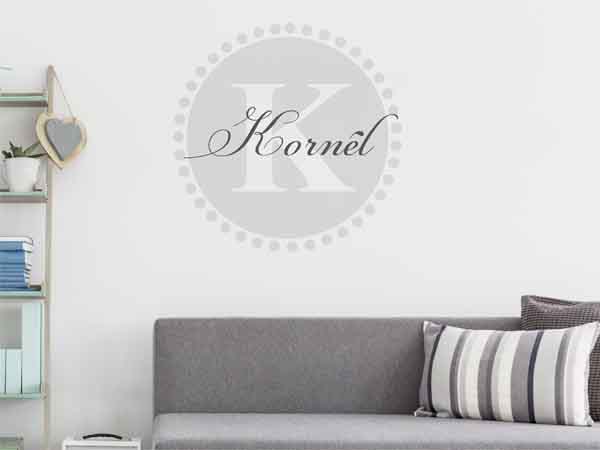 Wandtattoo Kornél als Monogramm rund