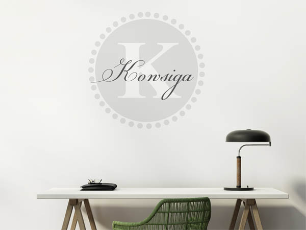 Wandtattoo Kowsiga als Monogramm rund