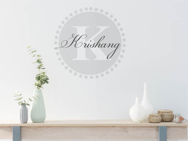Wandtattoo Krishang als Monogramm rund
