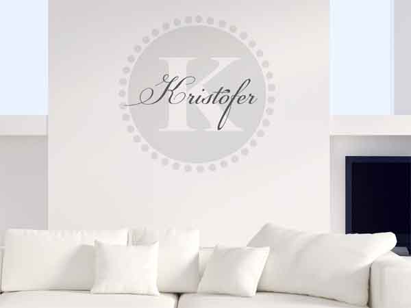 Wandtattoo Kristófer als Monogramm rund