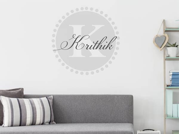 Wandtattoo Krithik als Monogramm rund