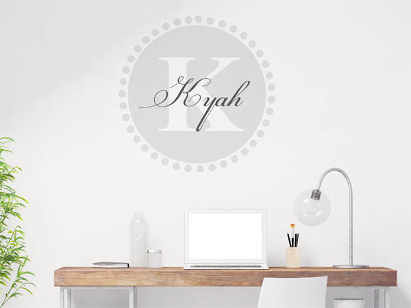 Wandtattoo Kyah als Monogramm rund