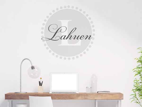 Wandtattoo Lahuen als Monogramm rund