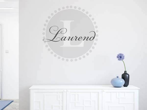 Wandtattoo Laurend als Monogramm rund