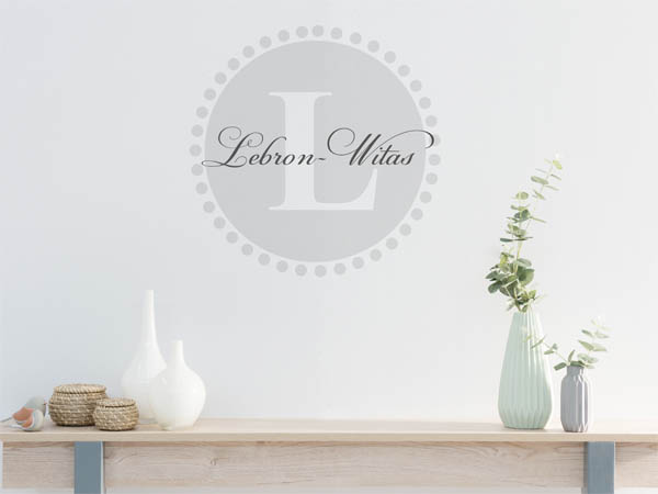 Wandtattoo Lebron-Witas als Monogramm rund
