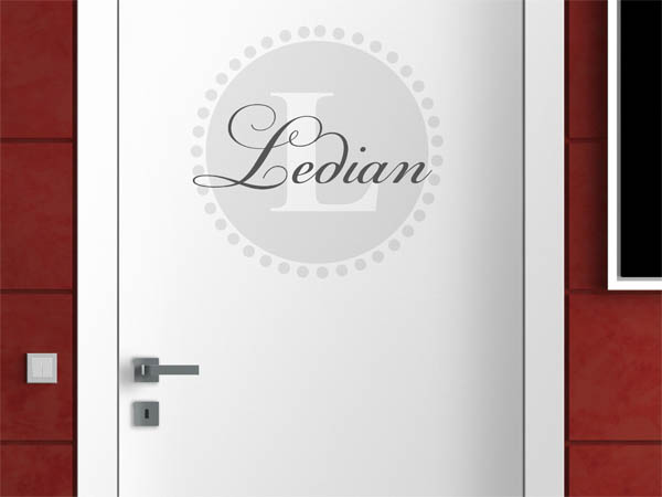 Wandtattoo Ledian als Monogramm rund