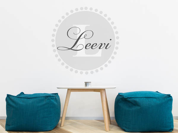 Wandtattoo Leevi als Monogramm rund