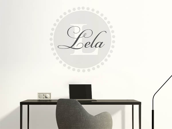 Wandtattoo Lela als Monogramm rund