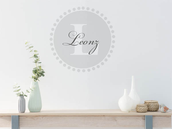 Wandtattoo Leonz als Monogramm rund