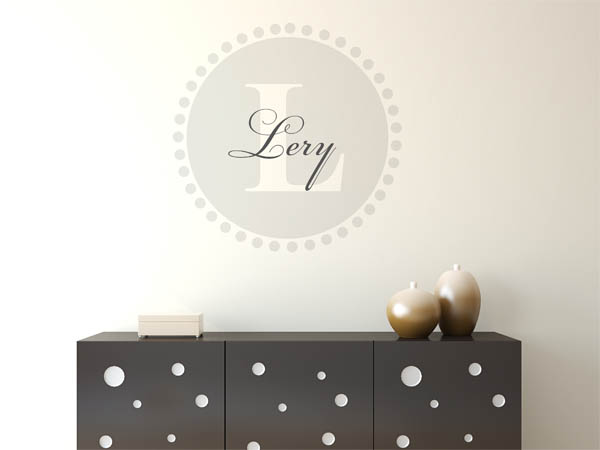 Wandtattoo Lery als Monogramm rund
