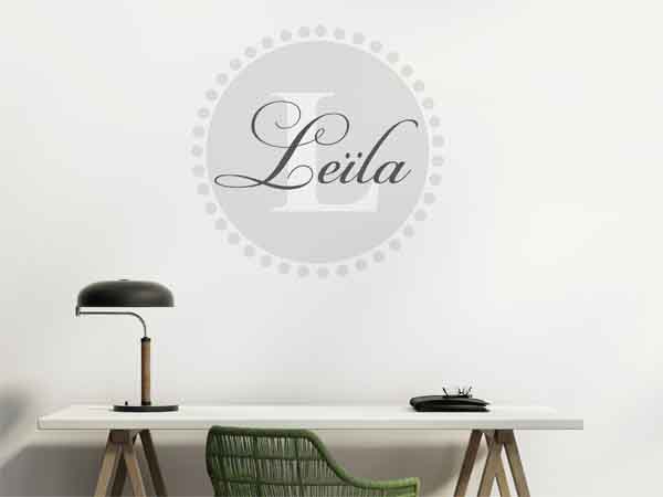 Wandtattoo Leïla als Monogramm rund