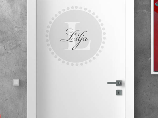 Wandtattoo Lilja als Monogramm rund