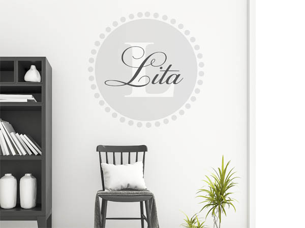 Wandtattoo Lita als Monogramm rund