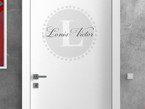 Wandtattoo Louis-Victor als Monogramm rund
