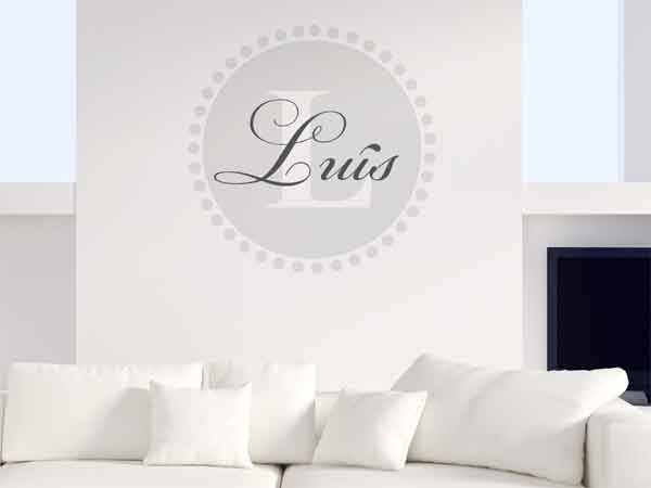 Wandtattoo Luís als Monogramm rund