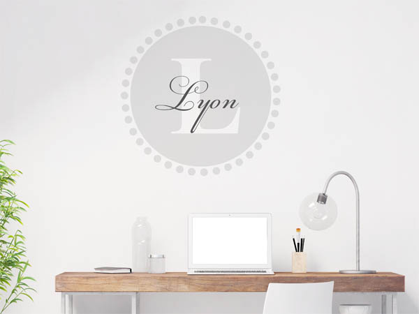 Wandtattoo Lyon als Monogramm rund