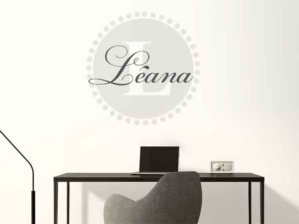 Wandtattoo Léana als Monogramm rund