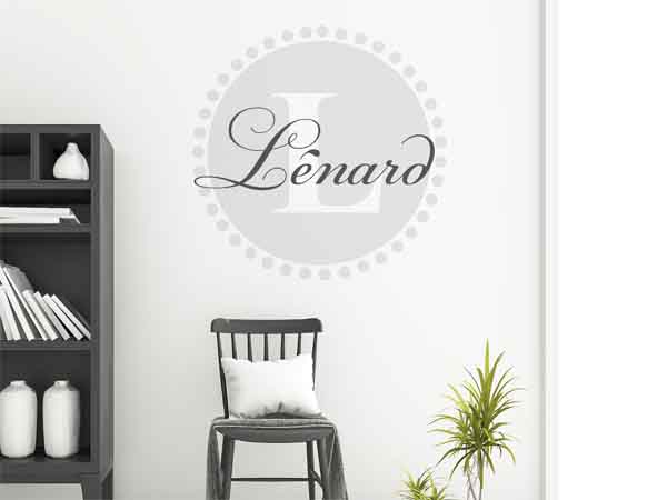 Wandtattoo Lénard als Monogramm rund
