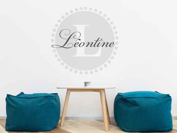 Wandtattoo Léontine als Monogramm rund
