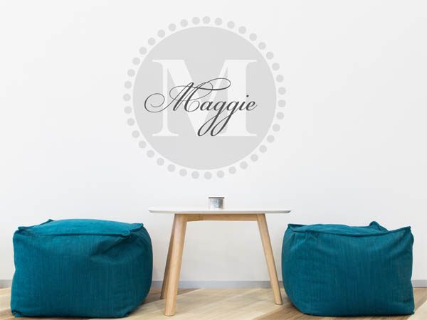 Wandtattoo Maggie als Monogramm rund