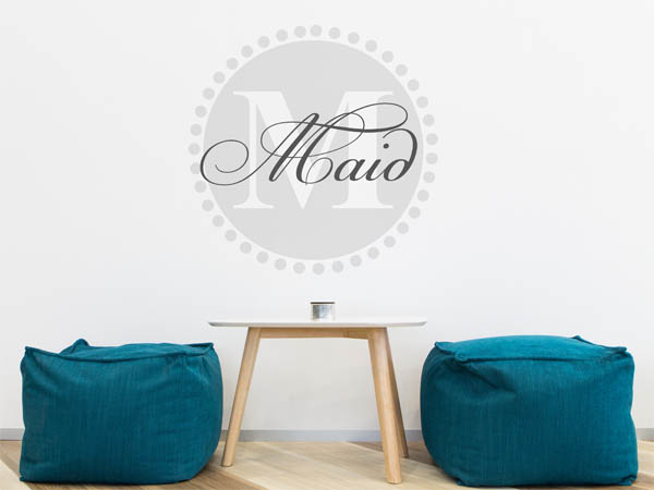 Wandtattoo Maid als Monogramm rund
