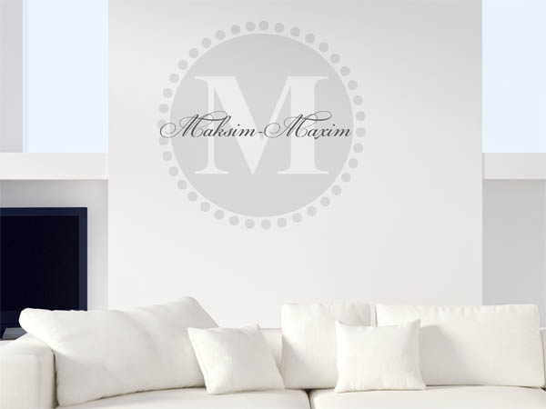 Wandtattoo Maksim-Maxim als Monogramm rund