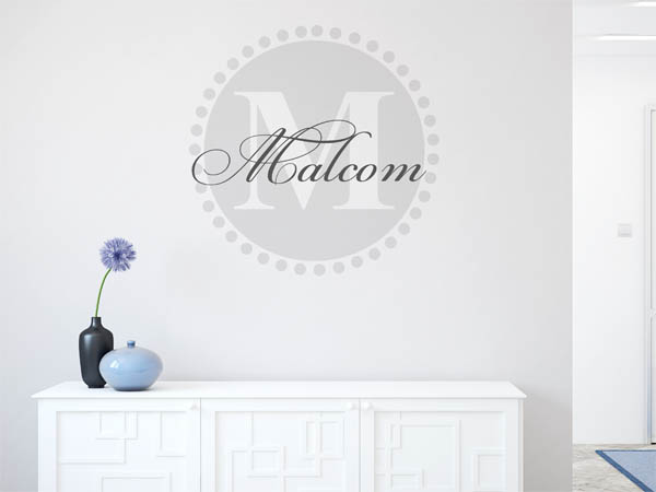 Wandtattoo Malcom als Monogramm rund