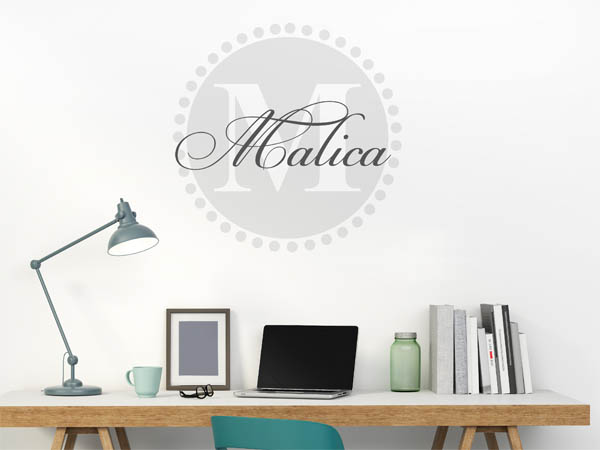 Wandtattoo Malica als Monogramm rund
