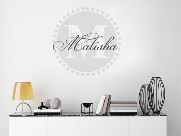 Wandtattoo Malisha als Monogramm rund