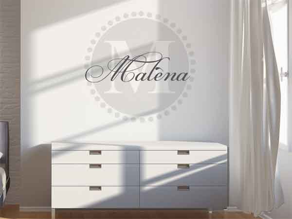 Wandtattoo Malèna als Monogramm rund