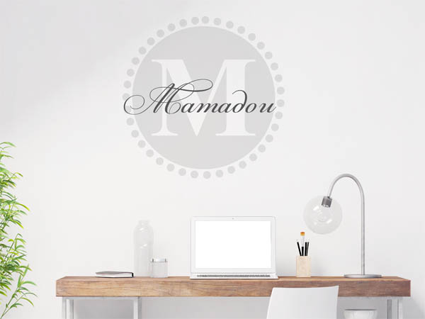 Wandtattoo Mamadou als Monogramm rund