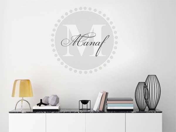 Wandtattoo Manaf als Monogramm rund