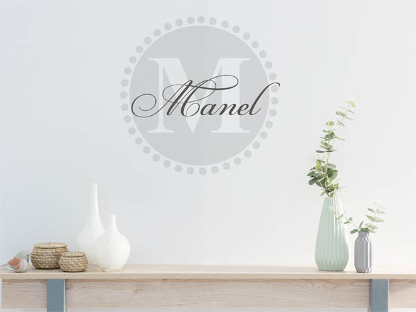 Wandtattoo Manel als Monogramm rund