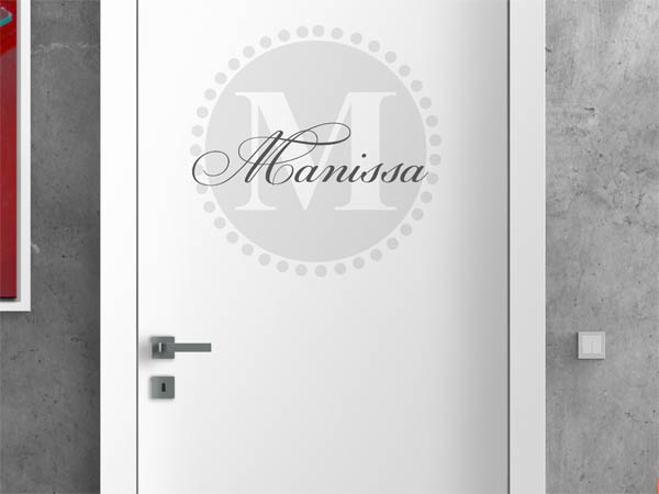 Wandtattoo Manissa als Monogramm rund