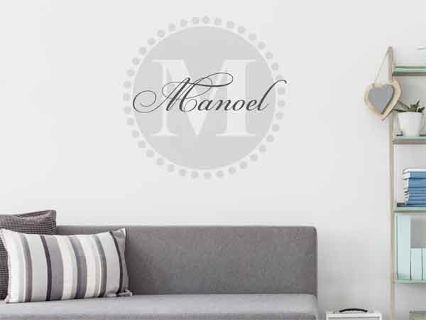 Wandtattoo Manoel als Monogramm rund