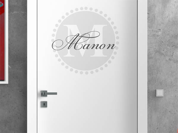 Wandtattoo Manon als Monogramm rund