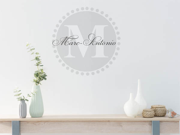 Wandtattoo Marc-Antonio als Monogramm rund