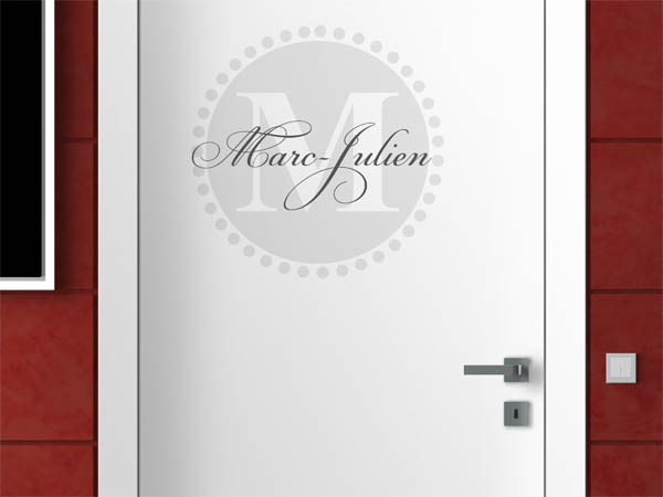 Wandtattoo Marc-Julien als Monogramm rund