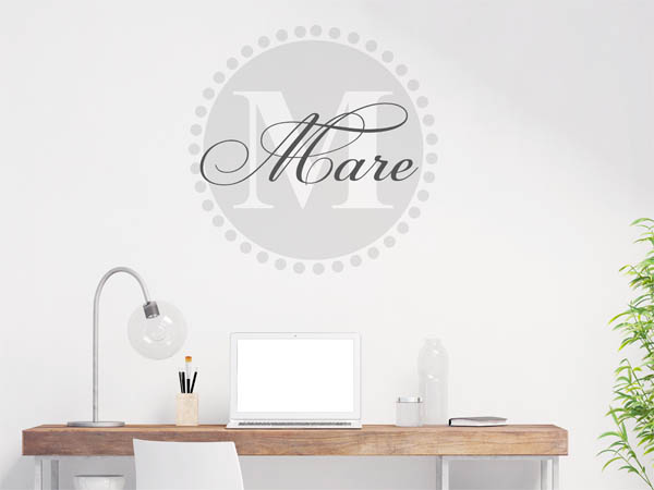 Wandtattoo Mare als Monogramm rund