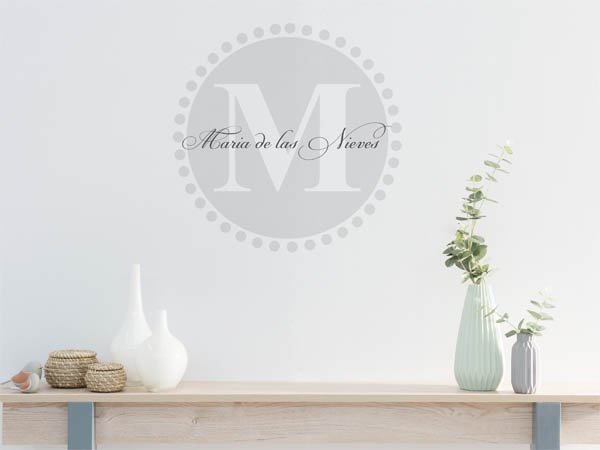 Wandtattoo Maria de las Nieves als Monogramm rund